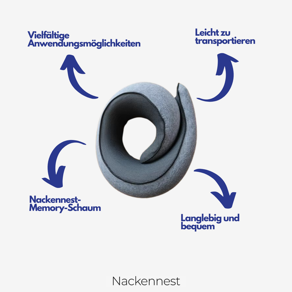Eingerollt kompakt: Nackennest-Memory-Schaum, langlebig und bequem